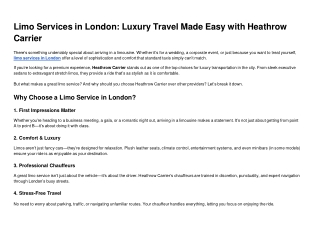 Limo Services in London Luxury Travel Made Easy with Heathrow Carrier