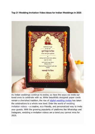 Top 21 Wedding Invitation Video Ideas for Indian Weddings in 2025