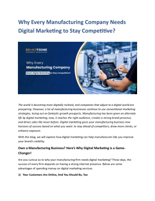 Why Every Manufacturing Company Needs Digital Marketing to Stay Competitive