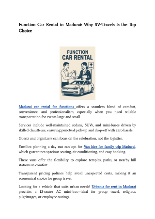 Function Car Rental in Madurai_ Why SV‑Travels Is the Top Choice