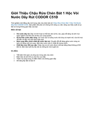 Chậu Rửa Chén Bát 1 Hộc Vòi Nước Dây Rút CODOR C51Đ