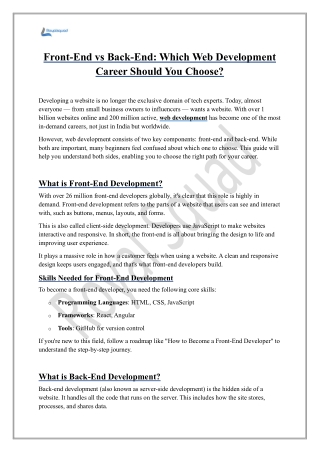 front end vs back end which web development