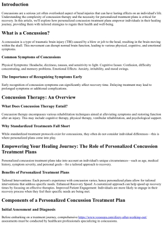 **Empowering Your Healing Journey: The Role of Personalized Concussion Treatment