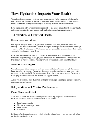 how hydration impacts your health