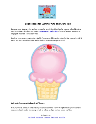 Creative Shapes- Summer Arts and Crafts