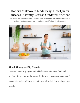 How Quartz Surfaces Instantly Refresh Outdated Kitchens