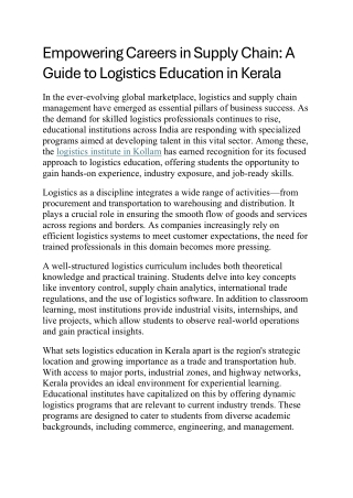 logistics institute in Kollam