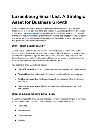 Luxembourg Email List: A Strategic Asset for Business Growth