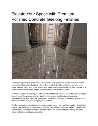 Choose Polished Concrete Geelong for Industrial-Grade Performance