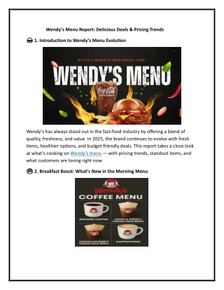 Wendy’s Menu Report: Delicious Deals & Pricing Trends