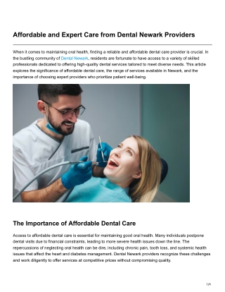 Affordable and Expert Care from Dental Newark Providers