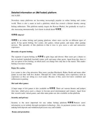 Detailed information on  (MeToobet) platform