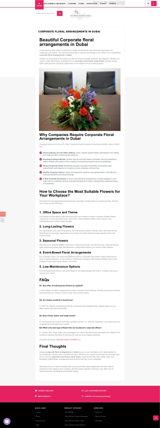 Corporate Floral Arrangements in Dubai – Impress & Inspire Your Workspace