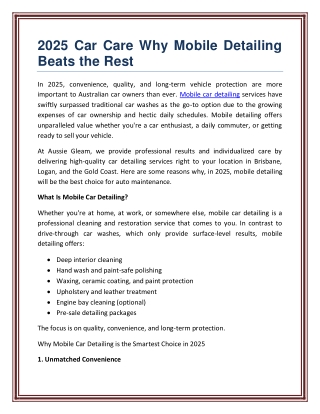 2025 Car Care Why Mobile Detailing Beats the Rest