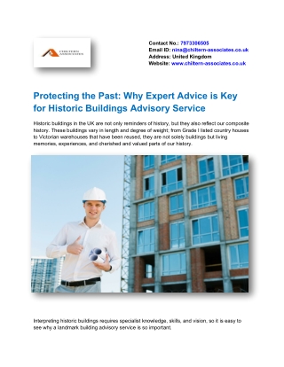 Protecting the Past Why Expert Advice is Key for Historic Buildings Advisory Service