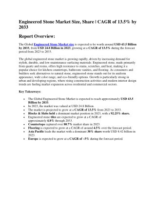 Engineered Stone Industry Market Size and Share Forecast