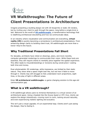 vr walkthroughs the future of client