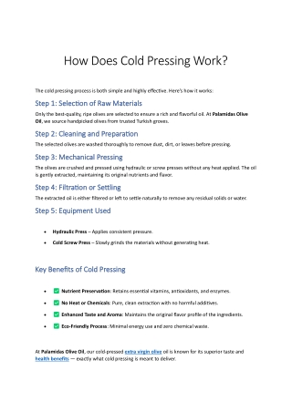 How Does Cold Pressing Work