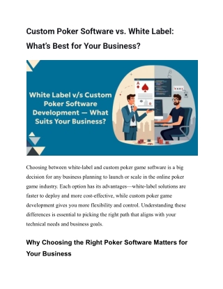 White-Label vs. Custom Poker Software Guide