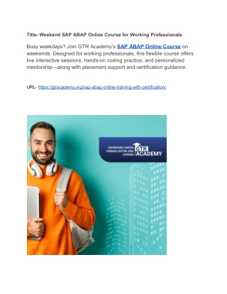 Weekend SAP ABAP Online Course for Working Professionals