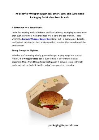 Ecobyte ITC Whopper Burger Boxes (Pack of 25)