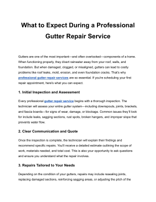 What to Expect During a Professional Gutter Repair Service