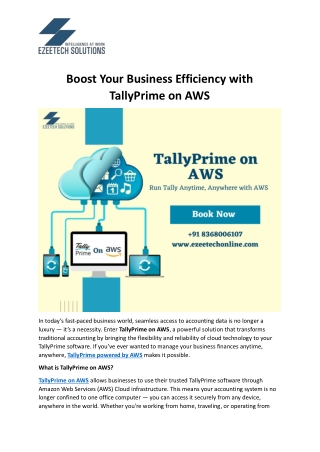 Boost Your Business Efficiency with TallyPrime on AWS