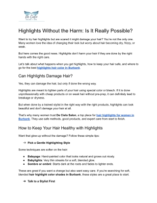 highlights without the harm is it really possible