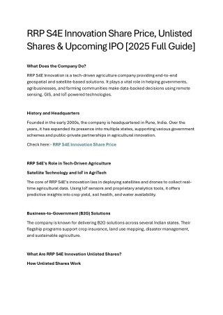RRP S4E Innovation Share Price