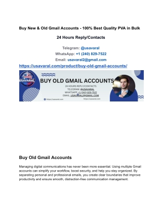 Buy New & Old Gmail Accounts - 100% Best Quality PVA in Bulk