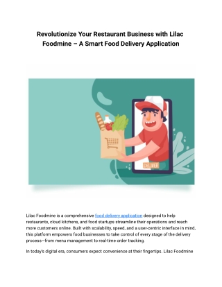 Revolutionize Your Restaurant Business with Lilac Foodmine – A Smart Food Delivery Application