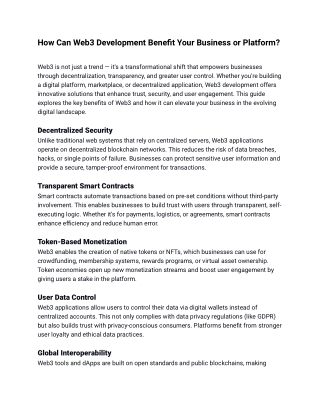 Unlocking Business Potential with Web3 Development: Key Benefits for Modern Plat