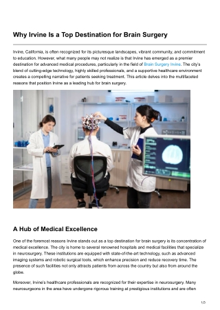 Why Irvine Is a Top Destination for Brain Surgery