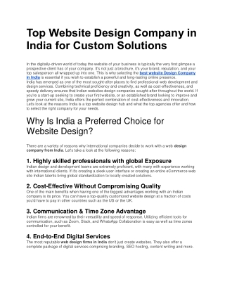 Top Website Design Company in India for Custom Solutions
