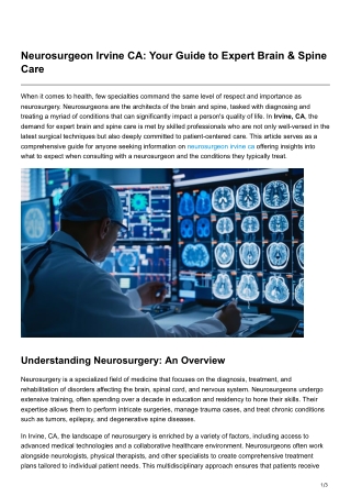 Neurosurgeon Irvine CA Your Guide to Expert Brain & Spine Care