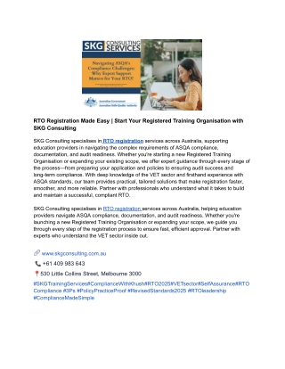 RTO Registration Made Easy _ Start Your Registered Training Organisation with SKG Consulting