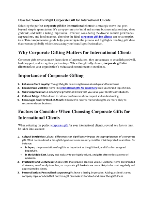 How to Choose the Right Corporate Gift for International Clients
