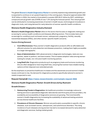 Womens Health Diagnostics Market Size, Regional Status and Outlook 2025-2037