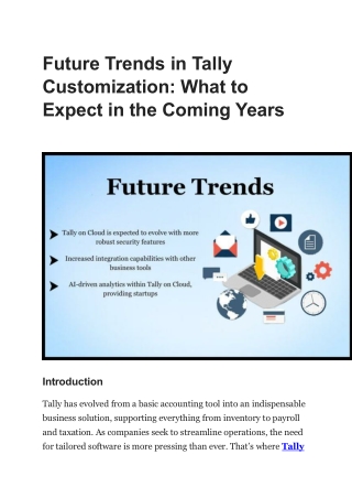 Future Trends in Tally Customization