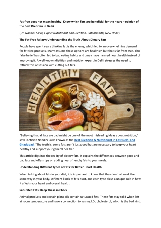 Fat-free does not mean healthy! Know which fats are beneficial for the heart – o