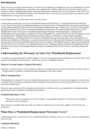 Understanding the Warranty on Your New Windshield Replacement