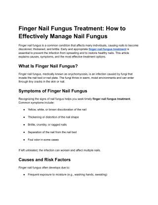 Finger Nail Fungus Treatment_ How to Effectively Manage Nail Fungus