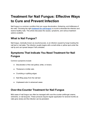 Treatment for Nail Fungus_ Effective Ways to Cure and Prevent Infection