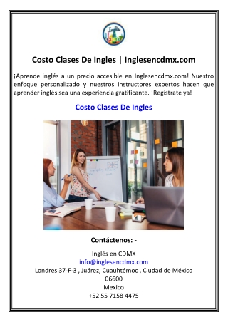 Costo Clases De Ingles  Inglesencdmx.com
