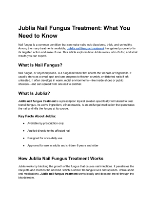 Jublia Nail Fungus Treatment_ What You Need to Know