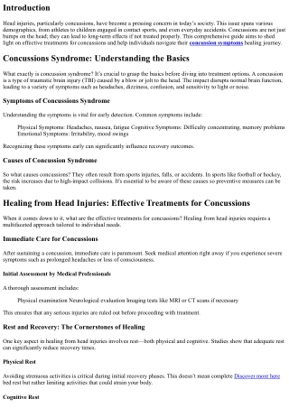 Healing from Head Injuries: Effective Treatments for Concussions