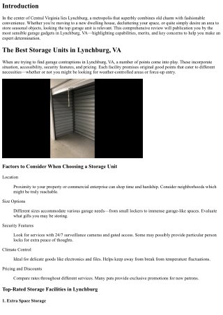 The Best Storage Units in Lynchburg, VA: A Comprehensive Review