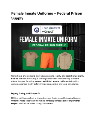 Female Inmate Uniforms – Federal Prison Supply