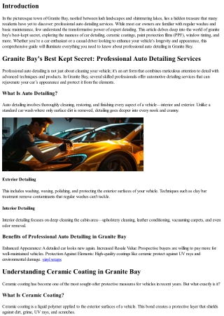 Granite Bay's Best Kept Secret: Professional Auto Detailing Services
