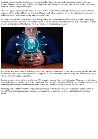 �� How AI Is Transforming SEO: Insights from an SEO Agency Dubai